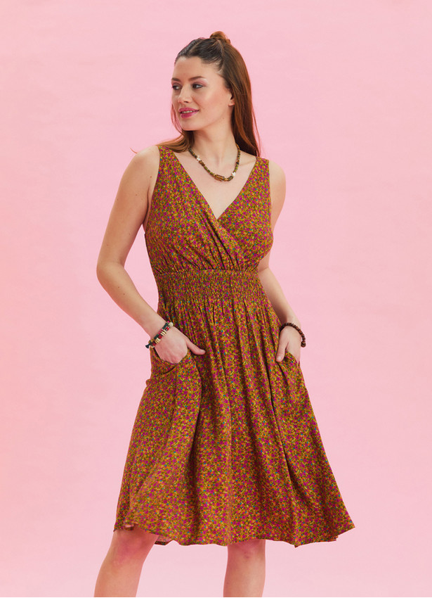 V Neck Robe Olive Authentic Dress 4516